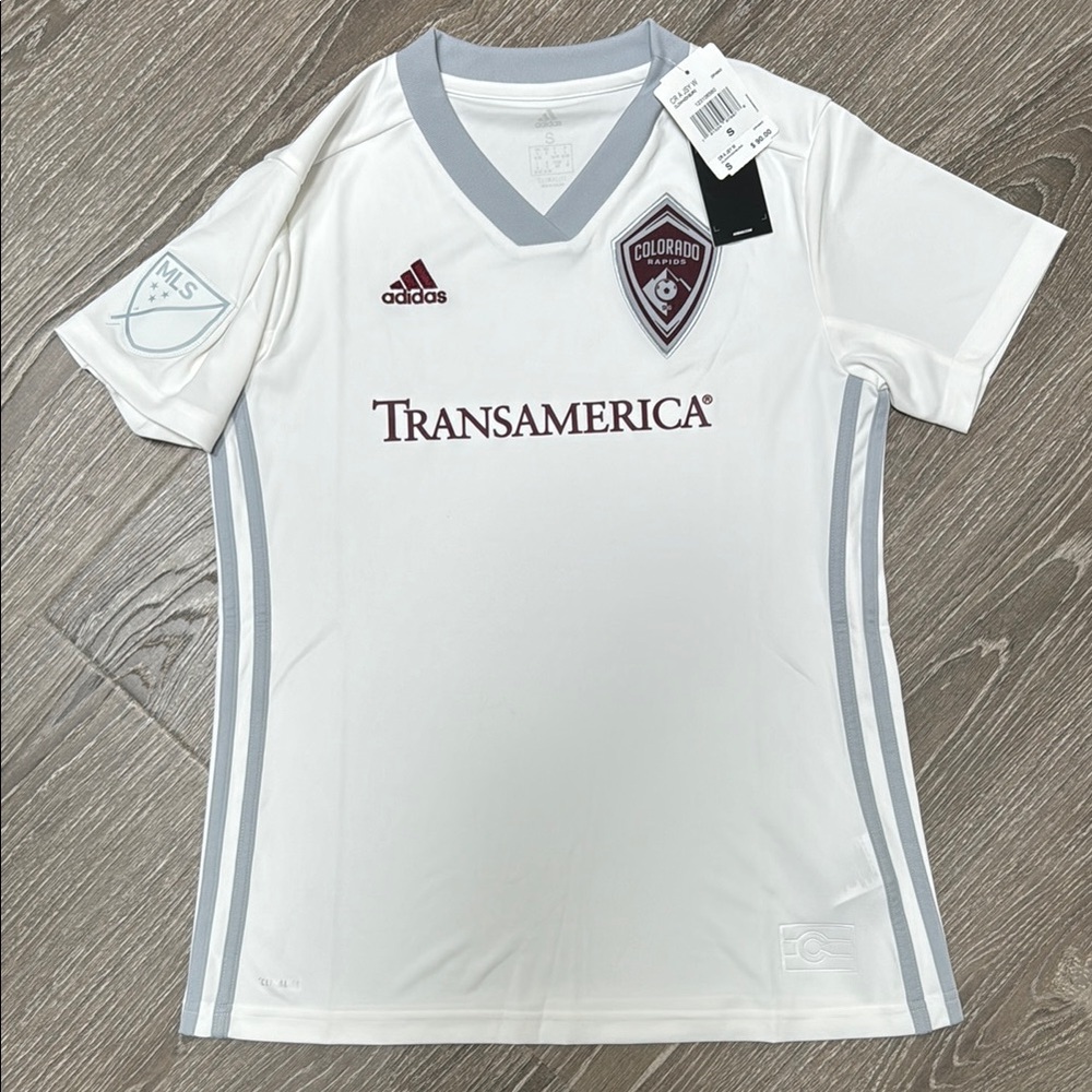 Adidas Climalite Adult size S White and Gray Colorado Rapids Soccer Jersey New